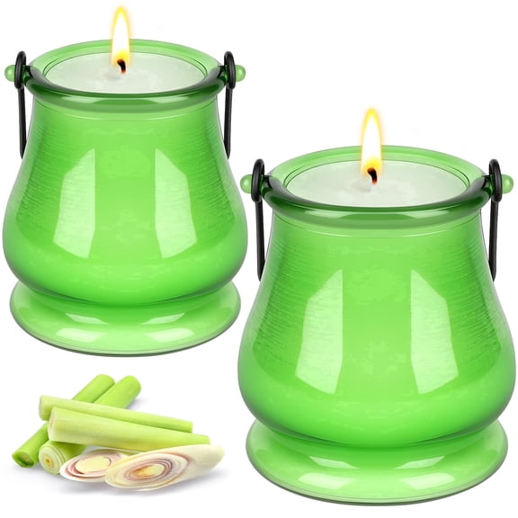 Giphtpoeet 2 Pack Citronella Candles Outdoor Hanging Lantern Soy Wax Scented Candles for Indoor Garden