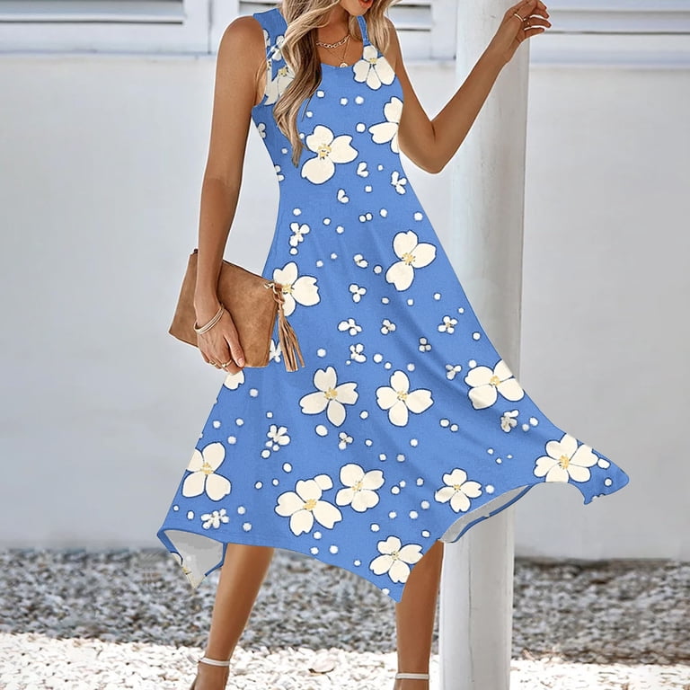 tank top dress flowy Family Matching Sets Blue Tank Top or Flowy A-Line Tank Dress with Poc main image 1