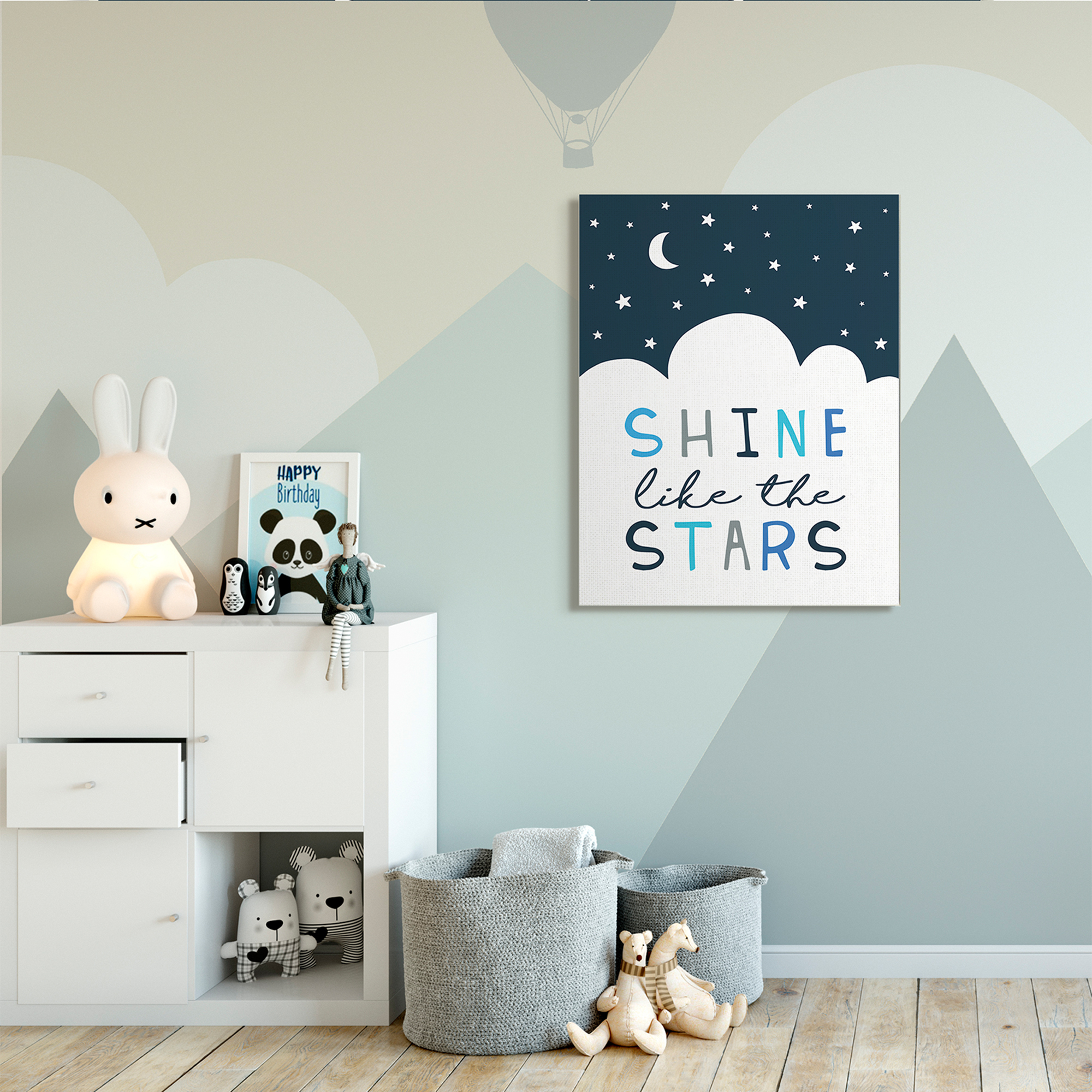 Stupell Industries Shine Like the Stars Phrase Night Sky Clouds,36 x 48,Designed by Elizabeth Tyndall