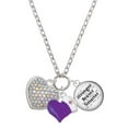 thumbnail image 1 of Delight Jewelry Silvertone Large Rounded Clear AB Oktant Crystal Heart - Purple Heart Nurse Strong Zoe Necklace, 1 of 4