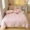 thumbnail image 2 of Pink Gingham Check Duvet Cover Twin Pink White Bowknot Plaid Pattern Printed Microfiber Comforter Cover Ultra Soft Lightweight Checked Geometric Bedding Set with Pillow Sham for Kids Girls, 2 of 6
