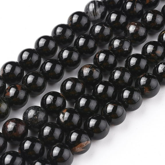 Natural Black Tourmaline Beads Strands Round 10mm Hole: 1mm 39pcs/strand 15.3 inch(39 cm)