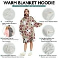 thumbnail image 5 of Beige Baseballs with Flowers Pattern Wearable Oversized Blanket,Wearable Blanket Hoodie for Adults,Cozy Hooded Blankets with Super Pockets,Super Warm Fuzzy Pullover for Women & Men, 5 of 6