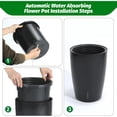 thumbnail image 3 of Riedhoff 15.7" Tall Round Planter Pots, Built-In Drainage, Self-Watering, 2 Count, Black, 3 of 9