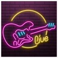 thumbnail image 1 of Letrero De Neón Guitarra Con Luz LED, Arte Pared En Vivo, Para DJ, Sala Discoteca, Estudio Música, Escaparate Entrada Comercial 58cm, 1 of 2