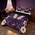 thumbnail image 3 of Homewish Girls Butterfly Queen Comforter Set, Chic Floral Leaf Comforter Sets Queen, Black Reversible 3 Piece, 1 Comforter and 2 Pillowcases, 3 of 6