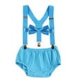 thumbnail image 2 of IBTOM CASTLE Newborn Baby Boy First Birthday Outfit Bloomers Diaper Cover Pants + Suspenders + Bow Tie Casual Clothes Set for Cake Smash, 2 of 8