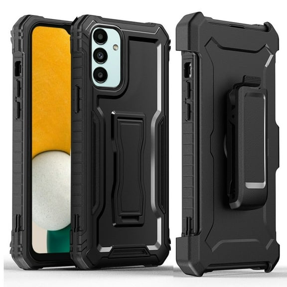 For Samsung Galaxy A04s /A04E Combo Shell 3in1 & Holster with Kickstand Swivel Belt Clip Armor TPU Drop Protection Cover ,Xpm Phone Case [ Black ]