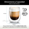 thumbnail image 3 of MAGMALIFE Vasos de Cristal Doble Pared de 200 ml (6.7 Onzas). Vidrio Térmico Doble Fondo. Set de 4 pzas, Ideal Para Capuchino, Vino, Té o Jugo. Conservan la Temperatura de Bebidas Frías y Calientes., 3 of 8