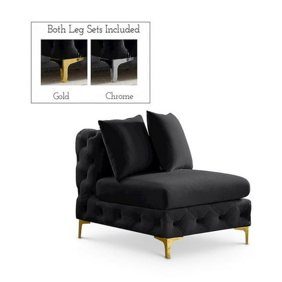 Meridian Furniture Tremblay Black Velvet Armless Chair