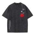 thumbnail image 4 of Washed Vintage T Shirts for Men 2026 Summer Casual Short Sleeve Crewneck Rose Flower Graphic Tees, 4 of 4