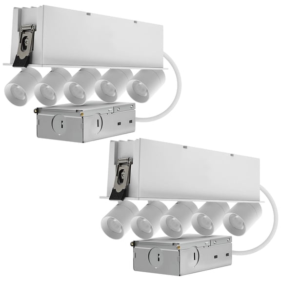 LUXRITE 5-Head Adjustable Recessed LED Light, 5CCT, 15W, 1000LM, 355 Rotation & 80 Tilt, Dimmable, IC Rated ETL 2 Pack