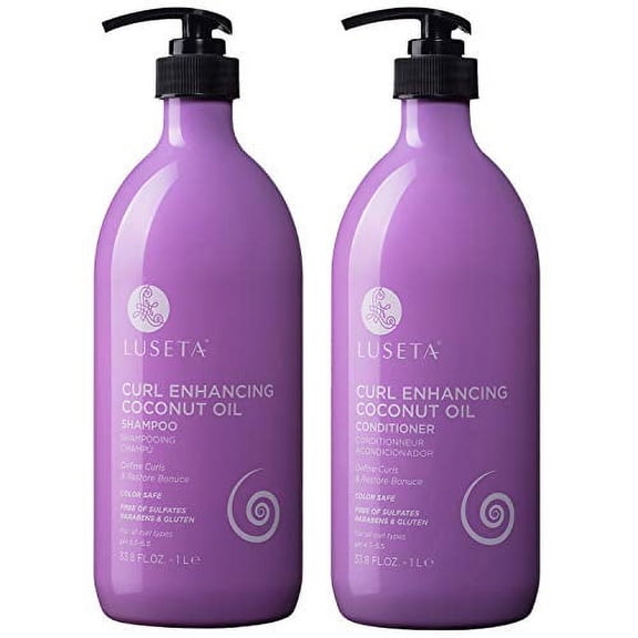 Luseta Curl Enhancing Coconut Oil Shampoo & Conditioner Set,Unlimited Bounce and Definition, Reduce Frizz and Repair Dry Hair, for All Curl Types Sulfate & Paraben Free, 2 x 33.8 oz