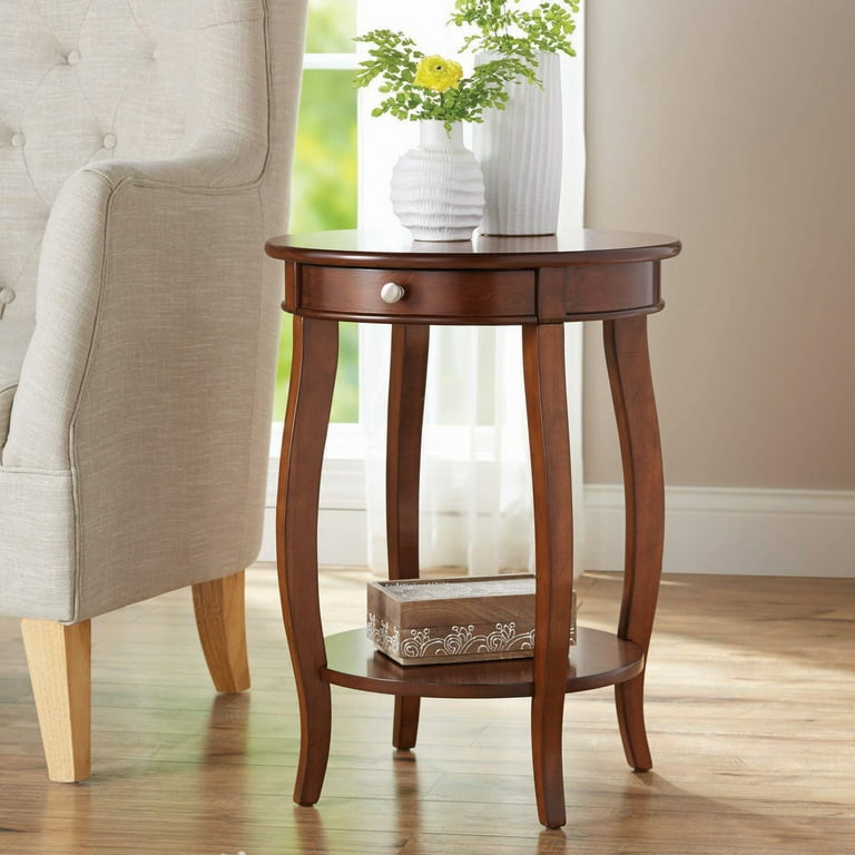 Better Homes Gardens Round Accent Table with Drawer Ivory