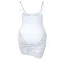 thumbnail image 4 of PENGXIANG Femmes Sans Manches en Mesh Pure Robe Bodycon Voir à Travers Spaghetti Sangle Club Partie Ruché Mini Robe, 4 of 5