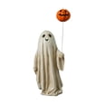 thumbnail image 3 of Estatua de globo de calabaza con fantasma de Halloween de 7,5 pulgadas para decoración de escritorio Beige, 3 of 9