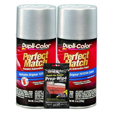 Dupli-Color BTY1616 Exact-Match Automotive Paint Matches Toyota Silver Streak Mica Metallic - 8 oz, Bundles Prep Wipe (3 Items)