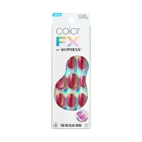 KISS imPRESS Color FX  Press on Nails, Walk Out, Pink, Short Oval, 30 Count