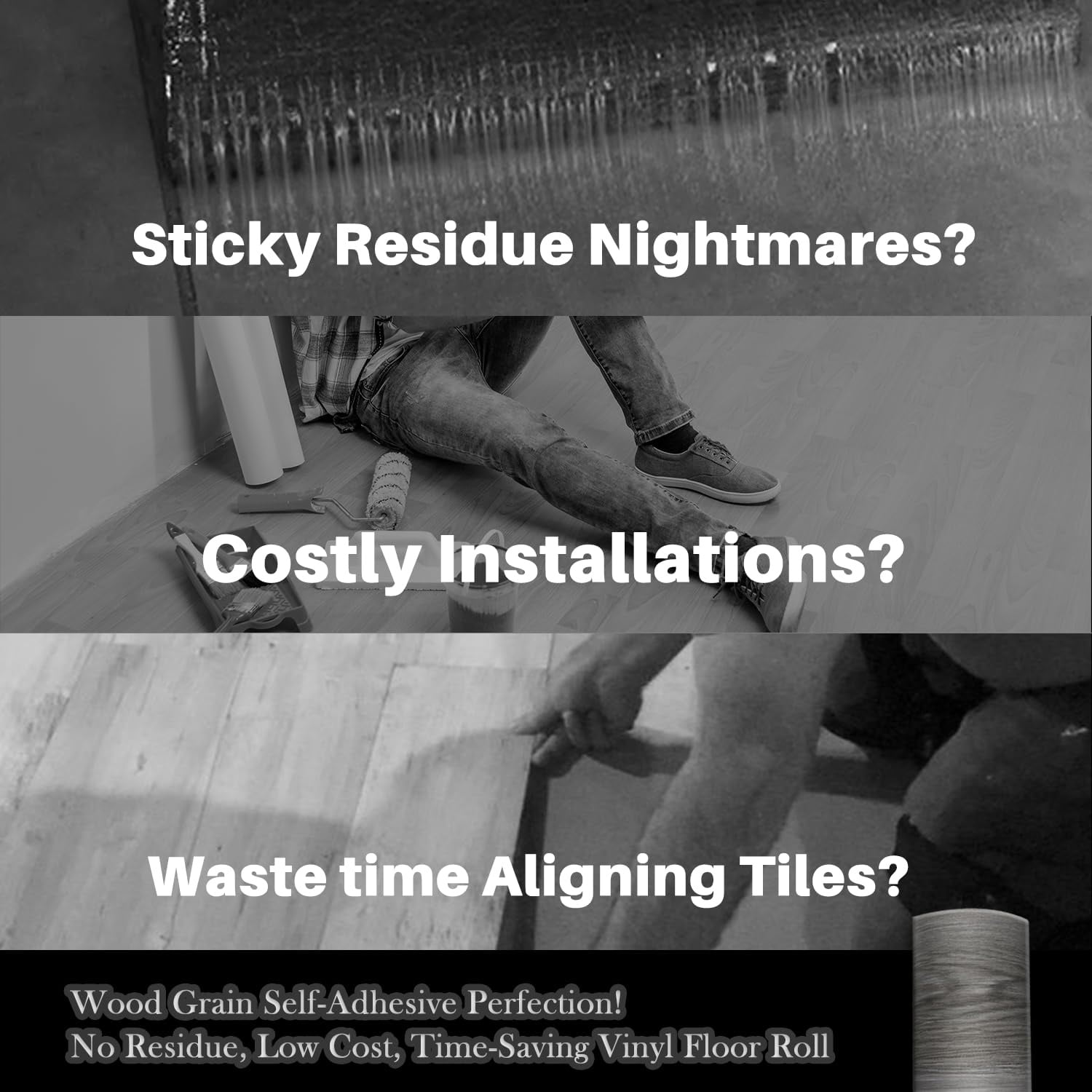 Wood Grain Peel and Stick Floor Tiles – 11.8” Width, Full Roll Length of 394" – Versatile Design for Any Space, Grey Self Adhesive Vinyl Flooring, Waterproof and Non-Slip Features