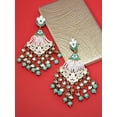 thumbnail image 3 of Parshwa Creations Antique Gold Tone Embellished With Pearls & Meenakaari Dangle Earring For Women, 3 of 7