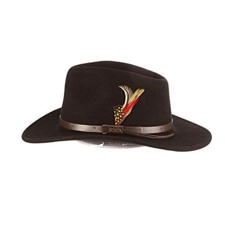 Scala Classico Mens Crushable Felt Outback Hat, Black, XX-Large