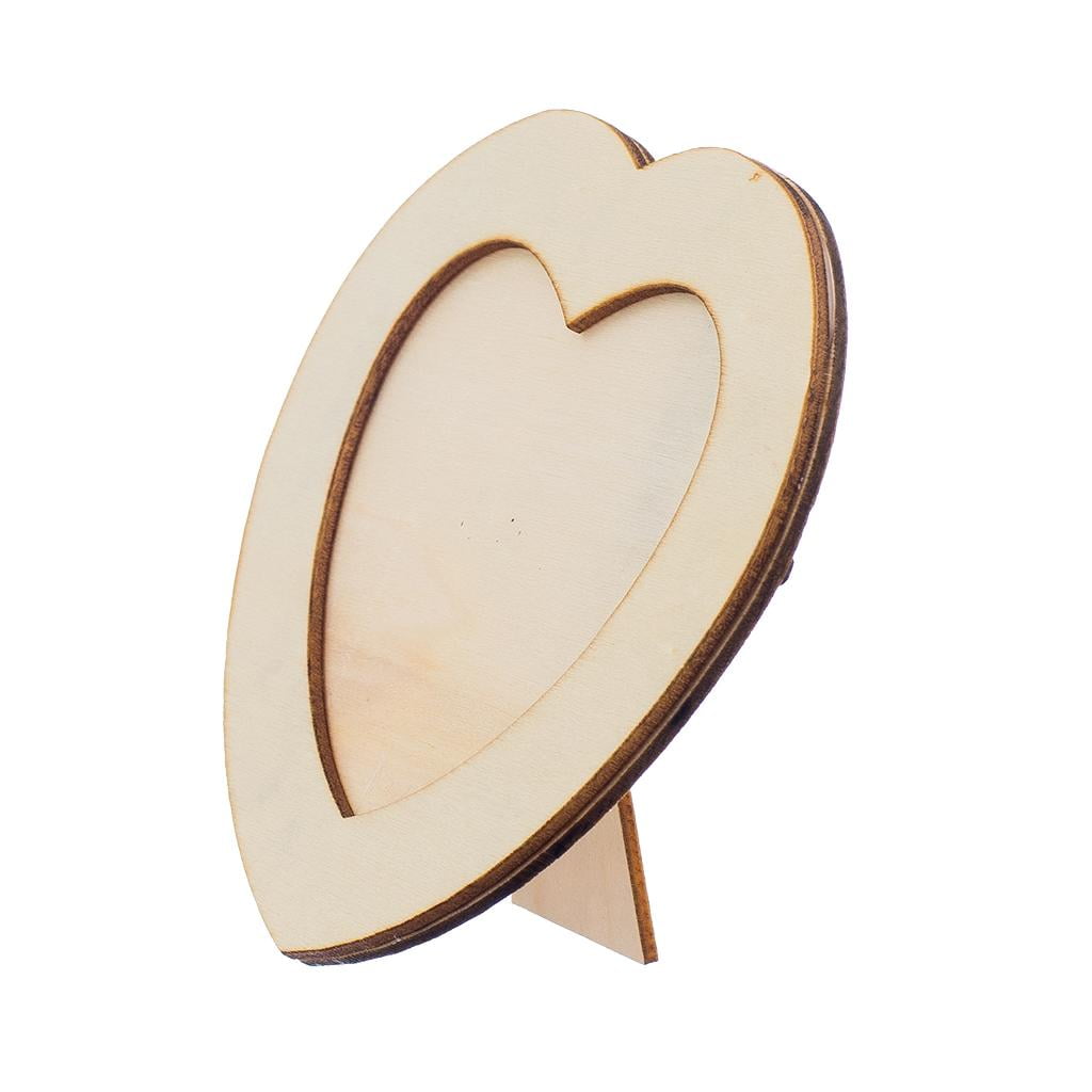 Wooden Unfinished LOVE HEART Photo Frame DIY Picture