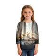 thumbnail image 4 of Blusas y camisas de manga larga con cuello redondo y estampado de Pascua, camiseta interior de cuello redondo y manga tres cuartos para niños de talla mediana y grande., 4 of 9