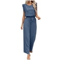 thumbnail image 2 of Enjoytime 2 Piece Lounge Sets for Women Round Neck Ruffle Cap Sleeve Matching Set Work Casual Travel Outfits Wide Leg Pants, 2 of 5
