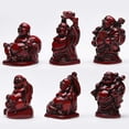 thumbnail image 3 of Feng Shui 2 Po Résine Rouge Laughing Buddha Statue Figurines Ensemble de 6 BS001, 3 of 7