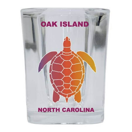 

NORTH TOPSAIL BEACH Square Shot Glass Rainbow Turtle Design