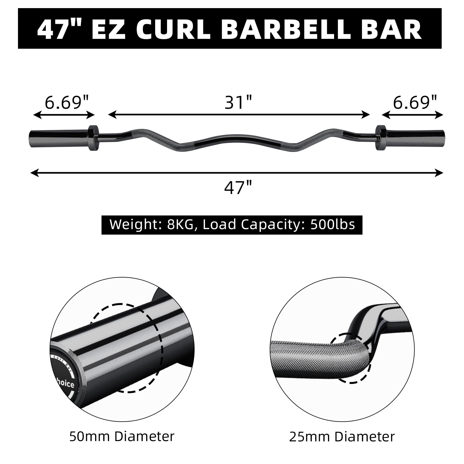 Accreate 7FT/4 ft Home Gym Barbell Bar – 700LB/1500LB/500LB Capacity, Anti-Slip Knurling, Solid Steel, for Weightlifting, Strength Training