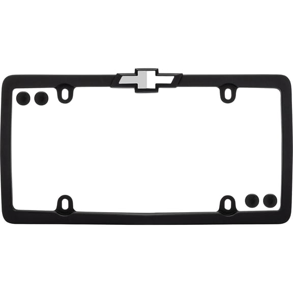 Cruiser Accessories Chevrolet License Plate Frame w/Fastener Caps, Matte Black/Chrome