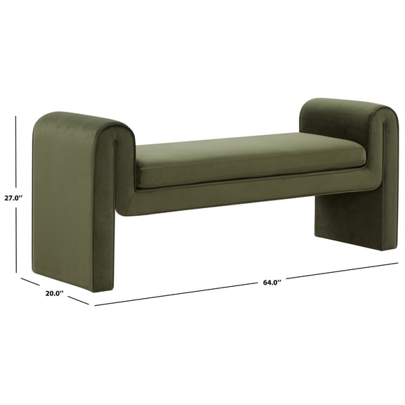 Safavieh  Couture Garth Upholstered Bench (Fully Assembled) - 64Wx20Dx27H Forest Green