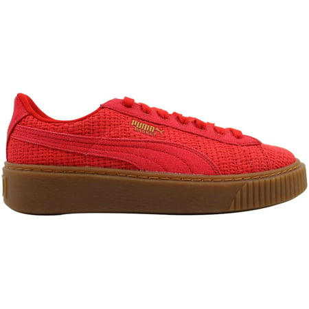 PUMA - Puma Basket Platform Woven Women's Shoes High Risk Red/Gold ...