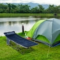 thumbnail image 2 of Outsunny Folding Camping Cot for Adults with Mattress Pillow Dark Blue, 2 of 10