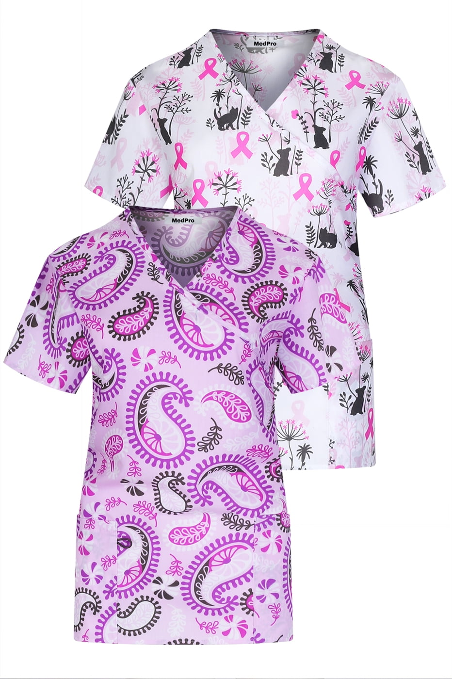 Download MedPro - Printed Mock Wrap Medical Scrub Top Multi Pack - Walmart.com - Walmart.com