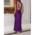 thumbnail image 2 of Vestido largo VUBIYA Elegante satén con cuello en V sin espalda morado, 2 of 5