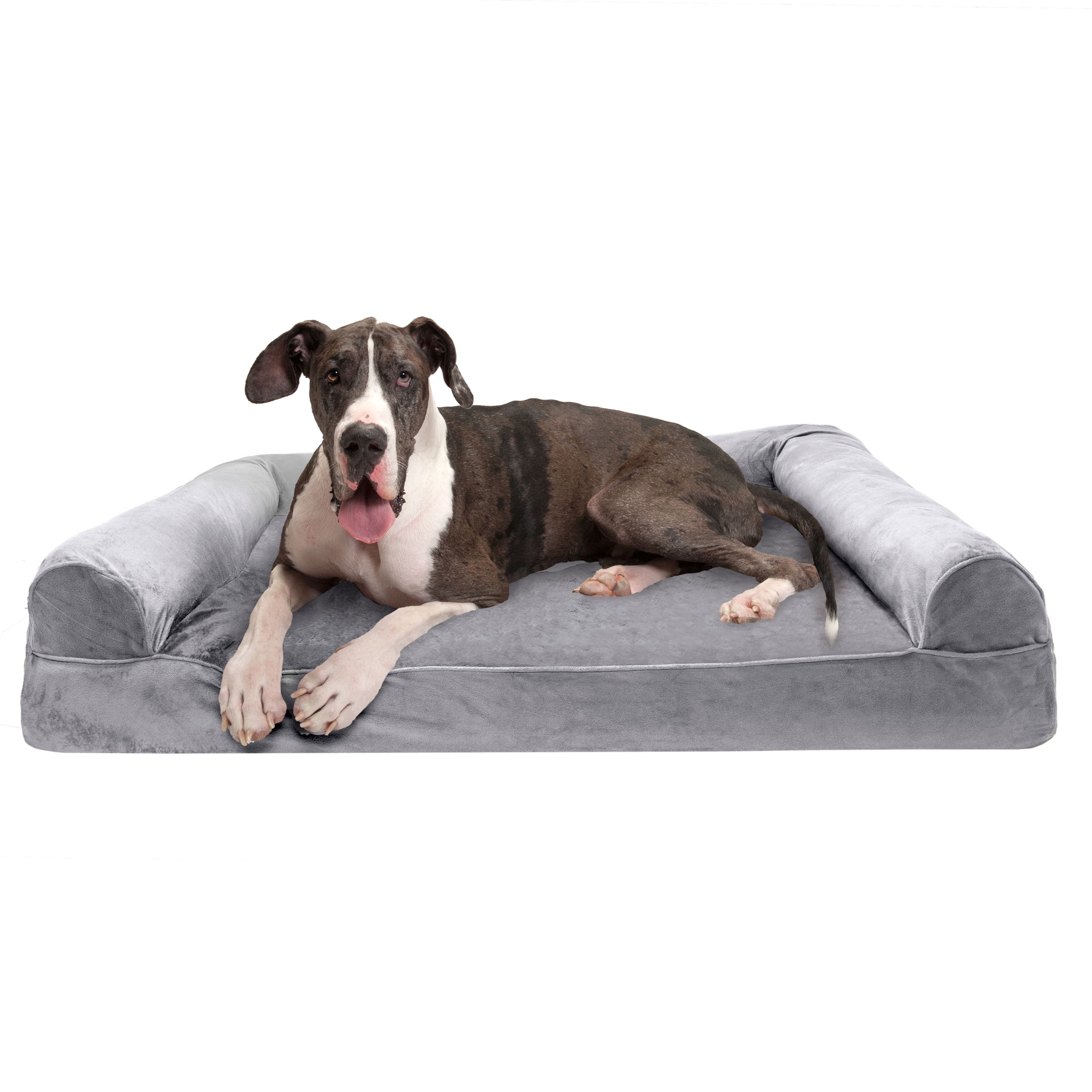 FurHaven Pet Dog Bed | Memory Foam Faux Fur & Velvet Couch Sofa-Style Pet Bed for Dogs & Cats