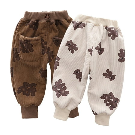 

Godderr Baby Newborn Girls Cartoon Full Body Bear Padded Pants Toddler Winter Corduroy Thickened Trousers for 6M-4Y