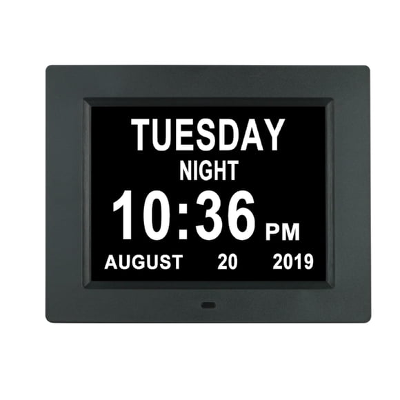 Aowasi Digital Clock Large Display with Date and Day of Week, 8 Alarm Options, Extra Large Digital Clock with Non-Abbreviated Day & Month Alarm Clocks for Seniors Dementia(Black)