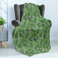 thumbnail image 4 of Tree Soft Flannel Fleece Throw Blanket, Macro Palm Leaves on Minimalist Striped Geometric Botany Print, Cozy Plush for Indoor and Outdoor Use, 60" x 80", Hunter Green Black White, by Ambesonne, 4 of 5