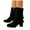 Black, variant on Fringe Ankle Boots for Women Suede Block Heeled Black Booties Zip up Fashion Round Toe Short Boots