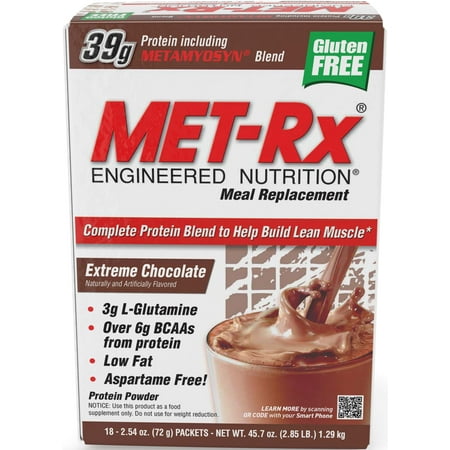 MET-RX Original Meal Replacement, Extreme Chocolate, 18