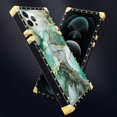 thumbnail image 4 of Yuning419 Funda Compatible Con Iphone 13 Pro Max Funda De Lujo Suave Tpu Y Parte Trasera De Pc Dura Para Niñas Y Mujeres Cubierta Protectora A Prueba De Golpes Mármol Verde Dorado, 4 of 5
