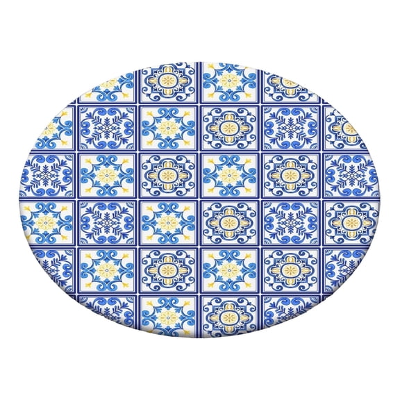 EYNMVR Round Tablecloth with Elastic Edge, 36-60Inch Waterproof Table Cloth for Dinner, Outdoor, Picnic, 60inch