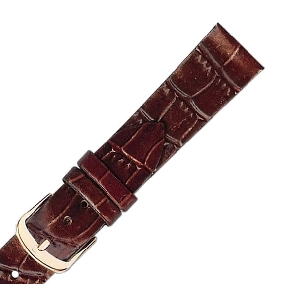 Hadley Roma MS719 18mm Brown Stitched Alligator Grain  Strap Watch Band