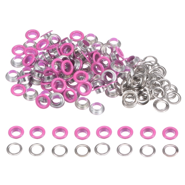 Juego de 100 ojales redondos Unique Bargains de 8mm con Arandelas para recortes fucsia