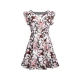 thumbnail image 4 of QELUSQELUS Women Chiffon Sundress Flutter Sleeve Floral Evening Mini Dress, 4 of 5