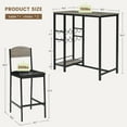 thumbnail image 2 of 3-Piece Retro Grey 47 Inch Counter Height Bar Dining Set for 2, High Top Table with Wine Rack & Storage Shelf, Upholstered Chairs for Kitchen, Apartment and Small Spaces, 2 of 6