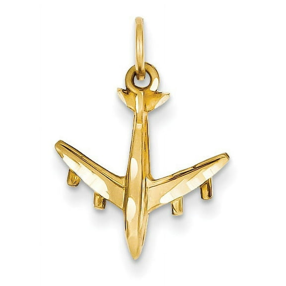 14K Yellow Gold 3-D Airplane Charm (21.5 X 15.5) Made In United States c463